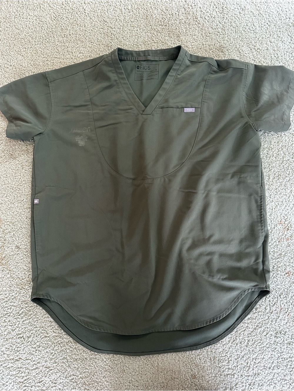 FIGS Moss Oversized V-Neck Short Sleeve Scrub Top- SIZE MEDIUM